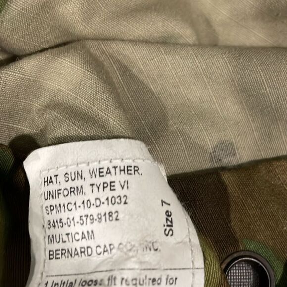 US Army Uniform Camo Bucket Hat Bernard Cap Sz 7 Women Green Adjustable Strap - Picture 5 of 7